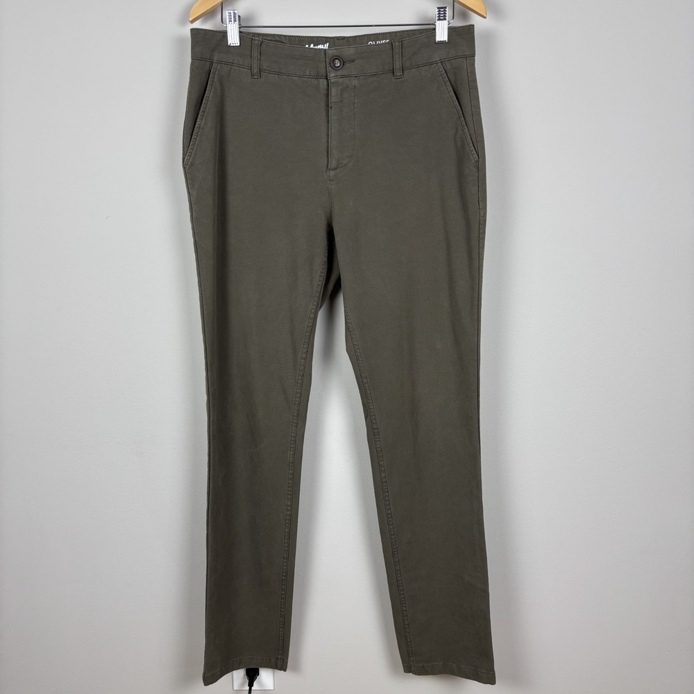 MUGSY Pants Mens 33x33 Classic Chinos Olives Green Twill‎ Stretch Performance